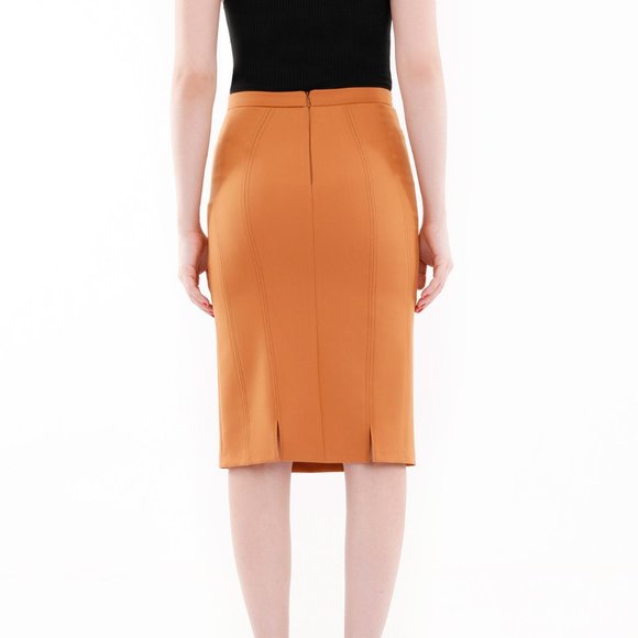 Orange color pencil skirt - Picture 3 of 4